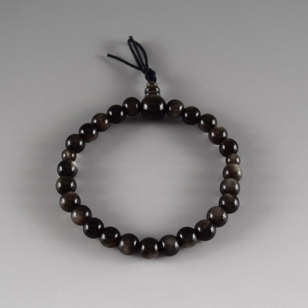 7mm Silver Sheen Obsidian Bracelet