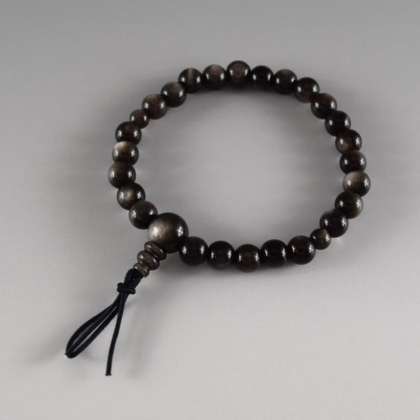7mm Silver Sheen Obsidian Bracelet