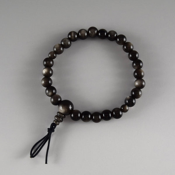7mm Silver Sheen Obsidian Bracelet