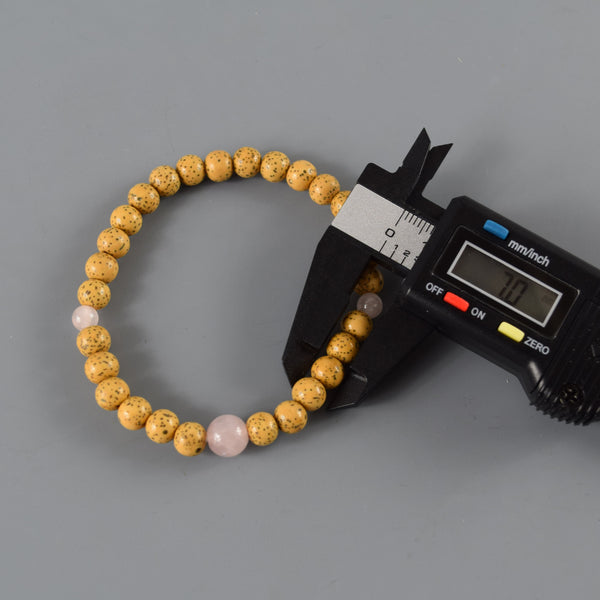 7mm Bodhi Seed Wood & Red agate /  Rose quartz Bracelet