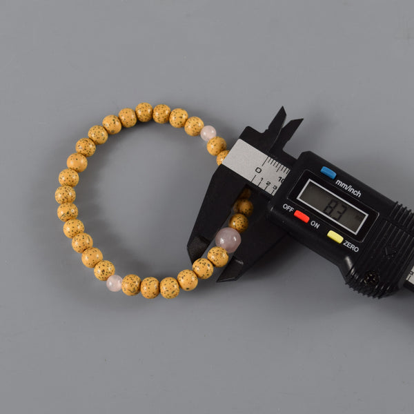 7mm Bodhi Seed Wood & Red agate /  Rose quartz Bracelet