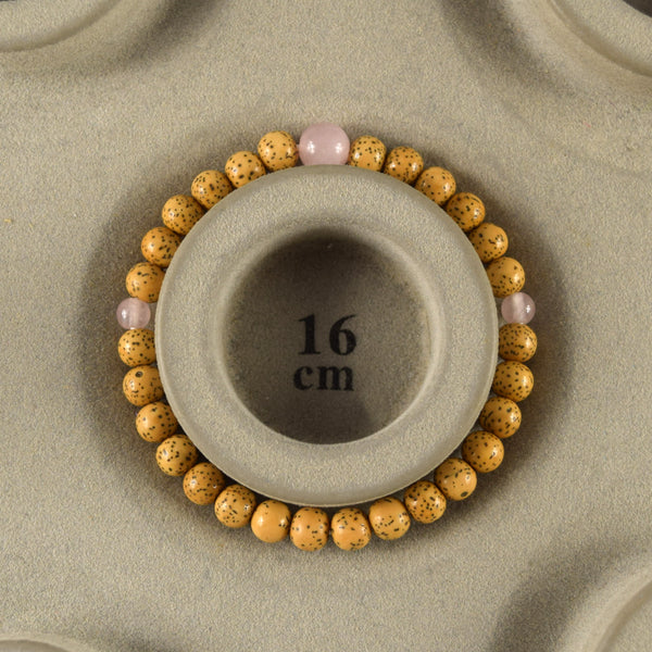 7mm Bodhi Seed Wood & Red agate /  Rose quartz Bracelet