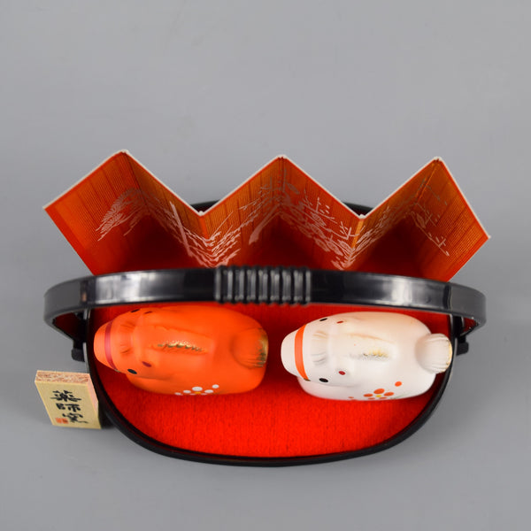 2026 Japanese Zodiac Horse Ceramic Ornament (57 White & Pink basket)