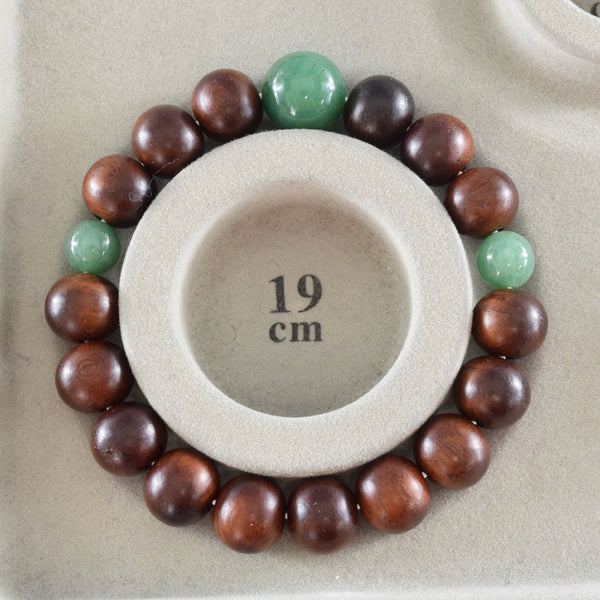 13mm Shitan Japanese Rosewood & Indian Jade Bracelet