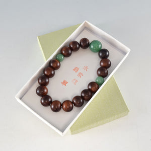 13mm Shitan Japanese Rosewood & Indian Jade Bracelet