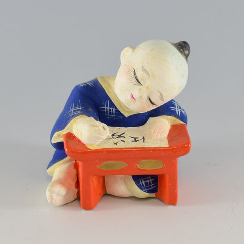 Traditional Japanese Doll - Calligraphy Child Figurine Ceramic Ornament Charms Home Decor