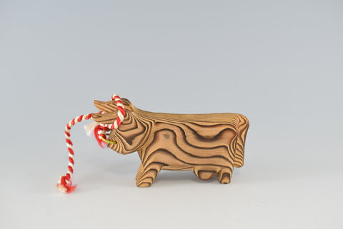 Japanese Wood Carving of a Bull Ornament Charms Home Decor