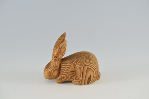 Japanese Traditional Wood Carving of a Rabbit Ornament Charms Home Decor