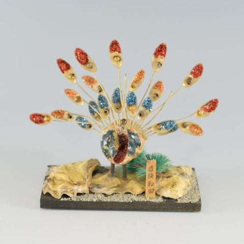 Japanese Seashell Peacock Figurine Ornament