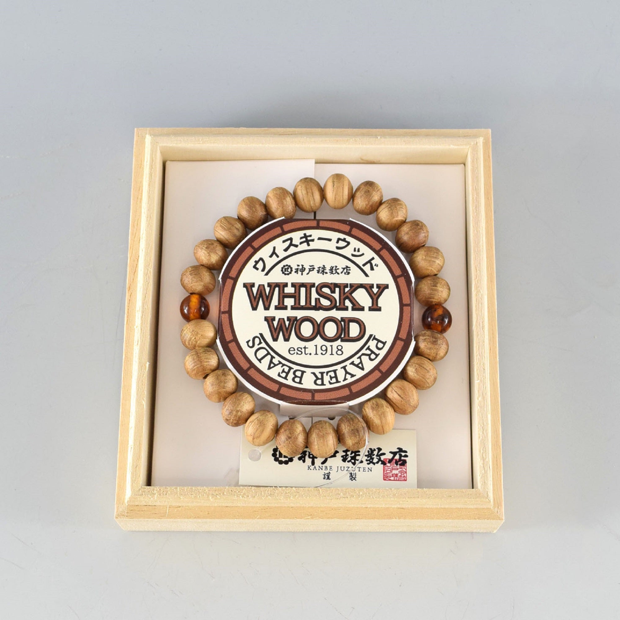 Japanese whisky wood & Amber bracelet