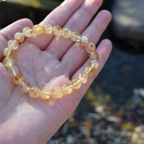 8毫米 黄水晶 手链 手串 天然石
