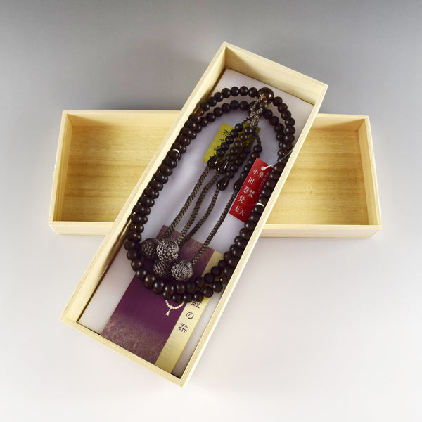 【Private order (additional fee)】Shingon sect Black Striped Ebony Wood Smoky Quartz Japanese Juzu Prayer Beads