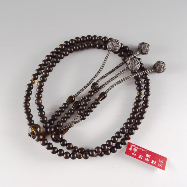 【Private order (additional fee)】Shingon sect Black Striped Ebony Wood Smoky Quartz Japanese Juzu Prayer Beads