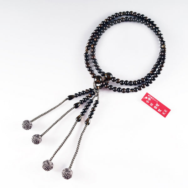 【Private order (additional fee)】Shingon sect Black Striped Ebony Wood Smoky Quartz Japanese Juzu Prayer Beads