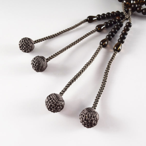 【Private order (additional fee)】Shingon sect Black Striped Ebony Wood Smoky Quartz Japanese Juzu Prayer Beads