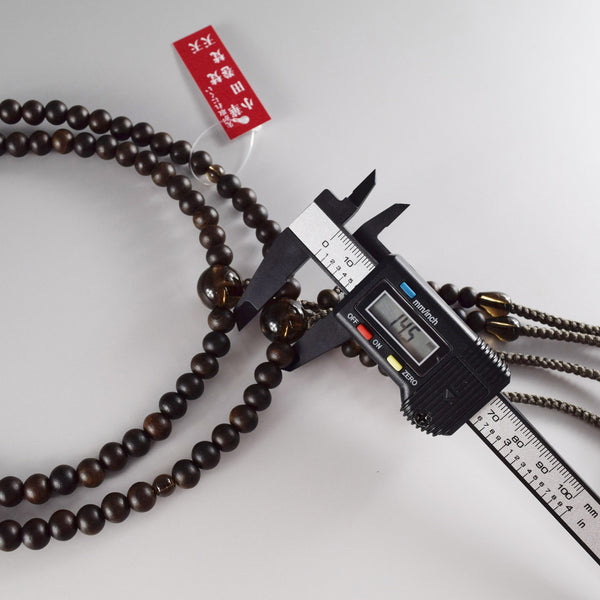 【Private order (additional fee)】Shingon sect Black Striped Ebony Wood Smoky Quartz Japanese Juzu Prayer Beads