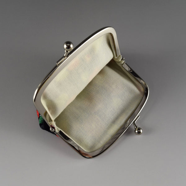 Japanese Metal Clasp Purse Pouch Camellia Flower Pattern Hanagatami -Big Size