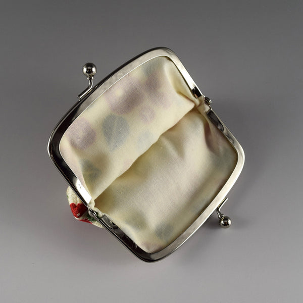 Japanese Metal Clasp Purse Pouch Camellia Flower Pattern Hanagatami -Big Size