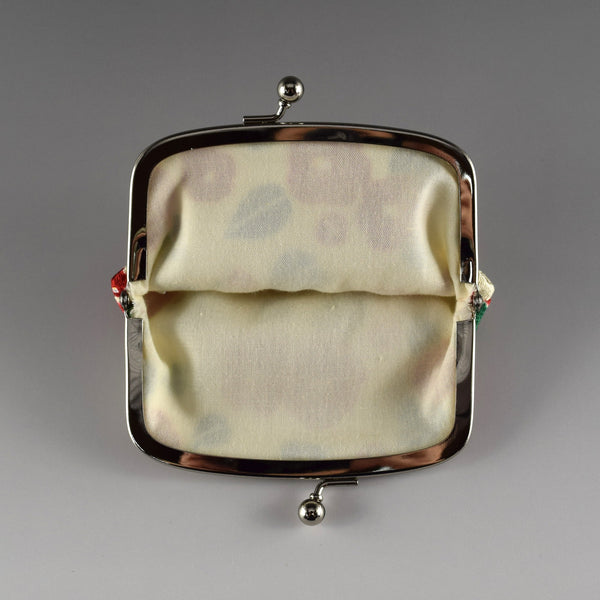 Japanese Metal Clasp Purse Pouch Camellia Flower Pattern Hanagatami -Big Size