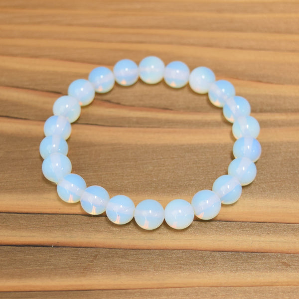 9mm Translucent Glass Beads Bracelet Used Second-hand