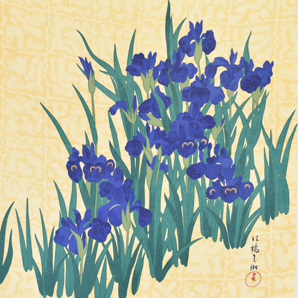 68cm Silk Furoshiki - Ogata Kōrin Iris laevigata - 京都あさひ屋－Kyoto Asahiya