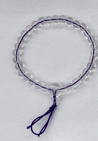 6mm 本水晶腕輪 ブレスレット クリアクォーツ ゴム紐 7色