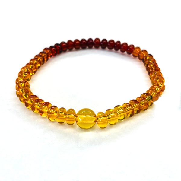 [One of a kind] 6×4mm Amber Gradation Flat Beads Bracelet
