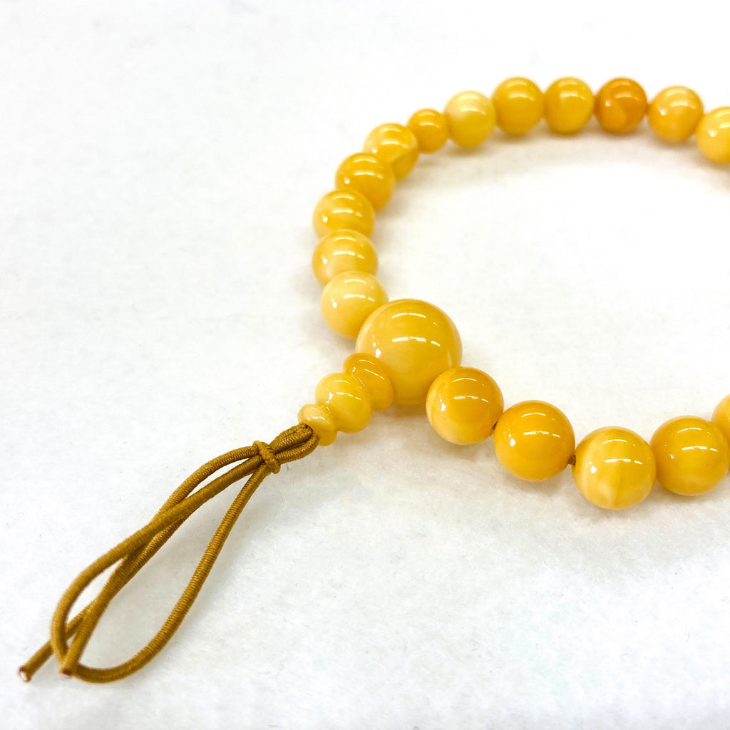 8mm Yellow Amber Beads Bracelet – Natural Stone, Unisex, Handmade, Stackable Bangle
