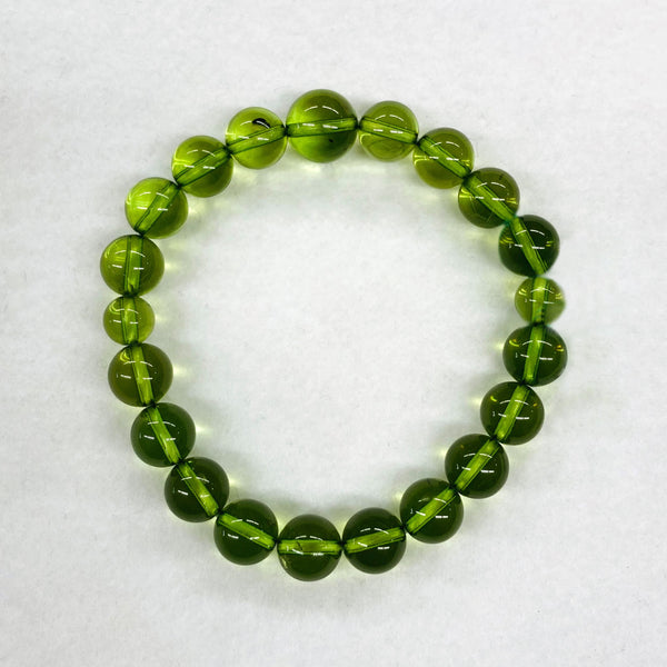【１点もの】10mm グリーンアンバー ブレスレット