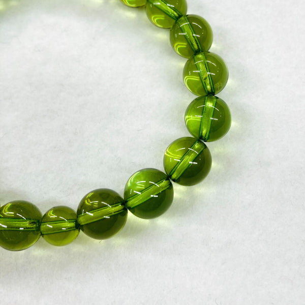 【１点もの】10mm グリーンアンバー ブレスレット