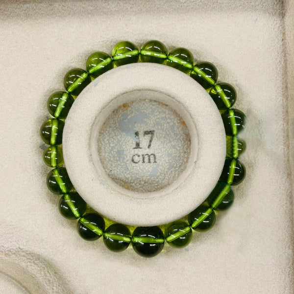 【１点もの】10mm グリーンアンバー ブレスレット