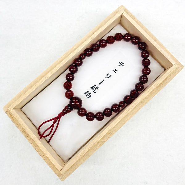 [One of a kind] 7mm Nature Cherry Red Amber Bracelet