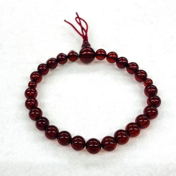 [One of a kind] 7mm Nature Cherry Red Amber Bracelet