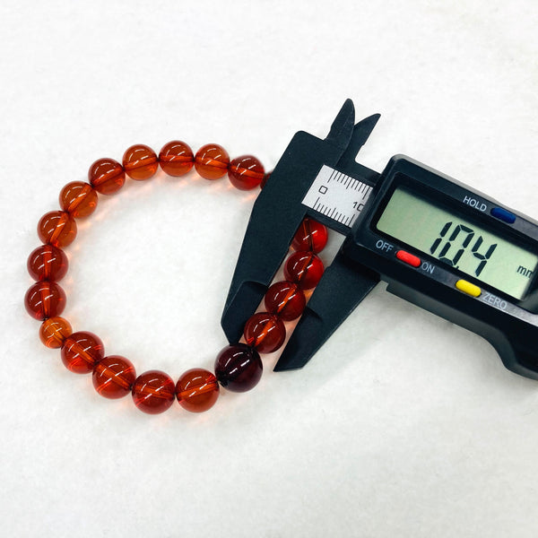 [One of a kind] 10mm Nature Cherry Red Amber Bracelet