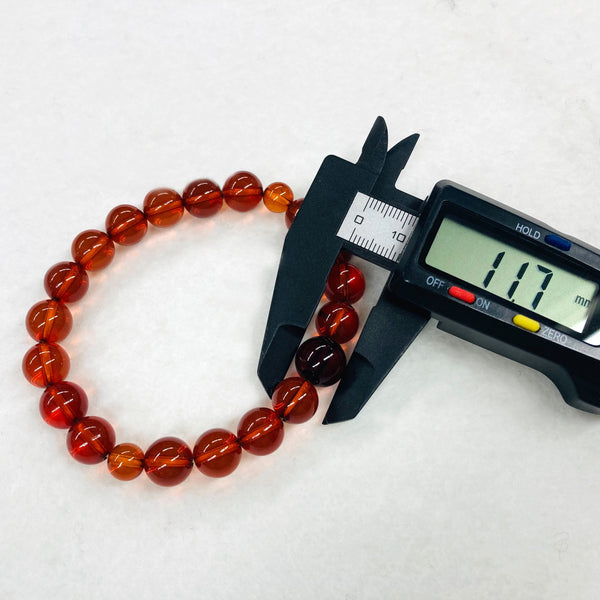 [One of a kind] 10mm Nature Cherry Red Amber Bracelet
