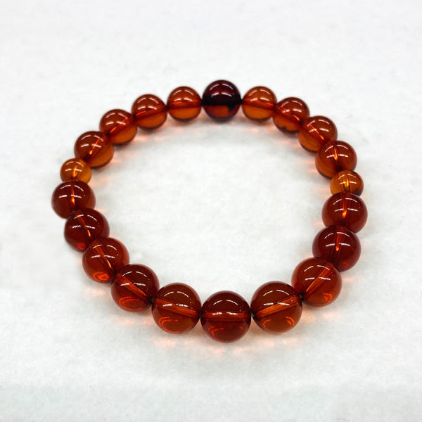 [One of a kind] 10mm Nature Cherry Red Amber Bracelet
