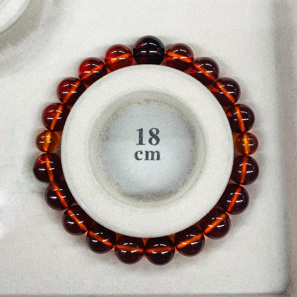 [One of a kind] 10mm Nature Cherry Red Amber Bracelet