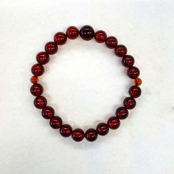[One of a kind] 8.5mm Nature Cherry Amber Bracelet