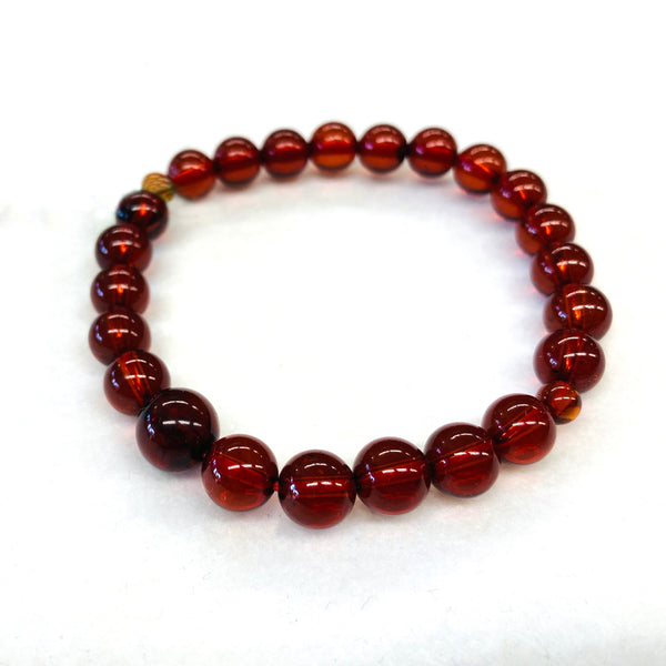 [One of a kind] 8.5mm Nature Cherry Amber Bracelet