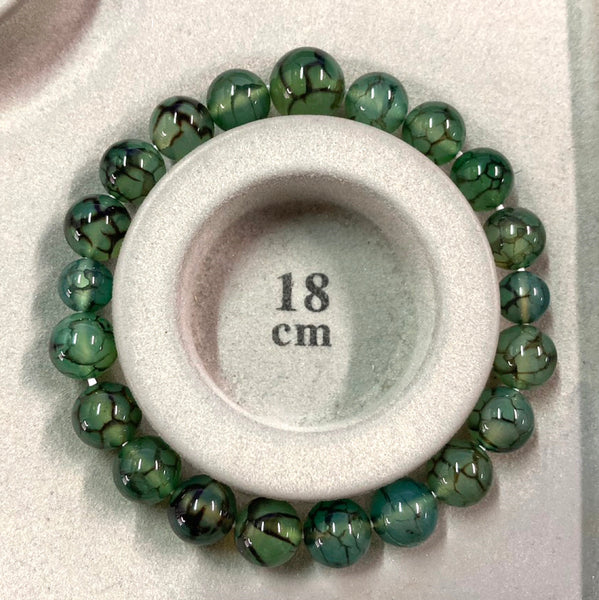 10mm Green Dragon's Vein Agate Bracelet