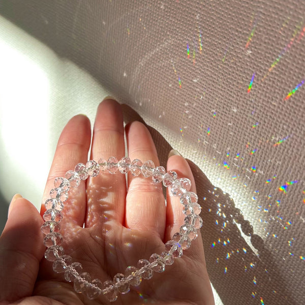 8mm Shiny Crystal Glass Diamond Cut beads Bracelet 3 Colors - 京都あさひ屋－Kyoto Asahiya