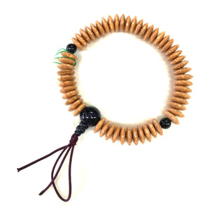 10mm Bodhi Seed Wood Abacus beads & Goldstone Bracelet