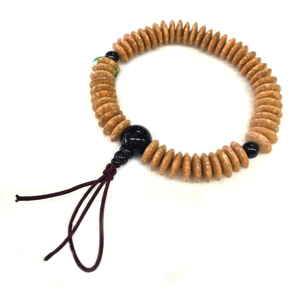 10mm Bodhi Seed Wood Abacus beads & Goldstone Bracelet