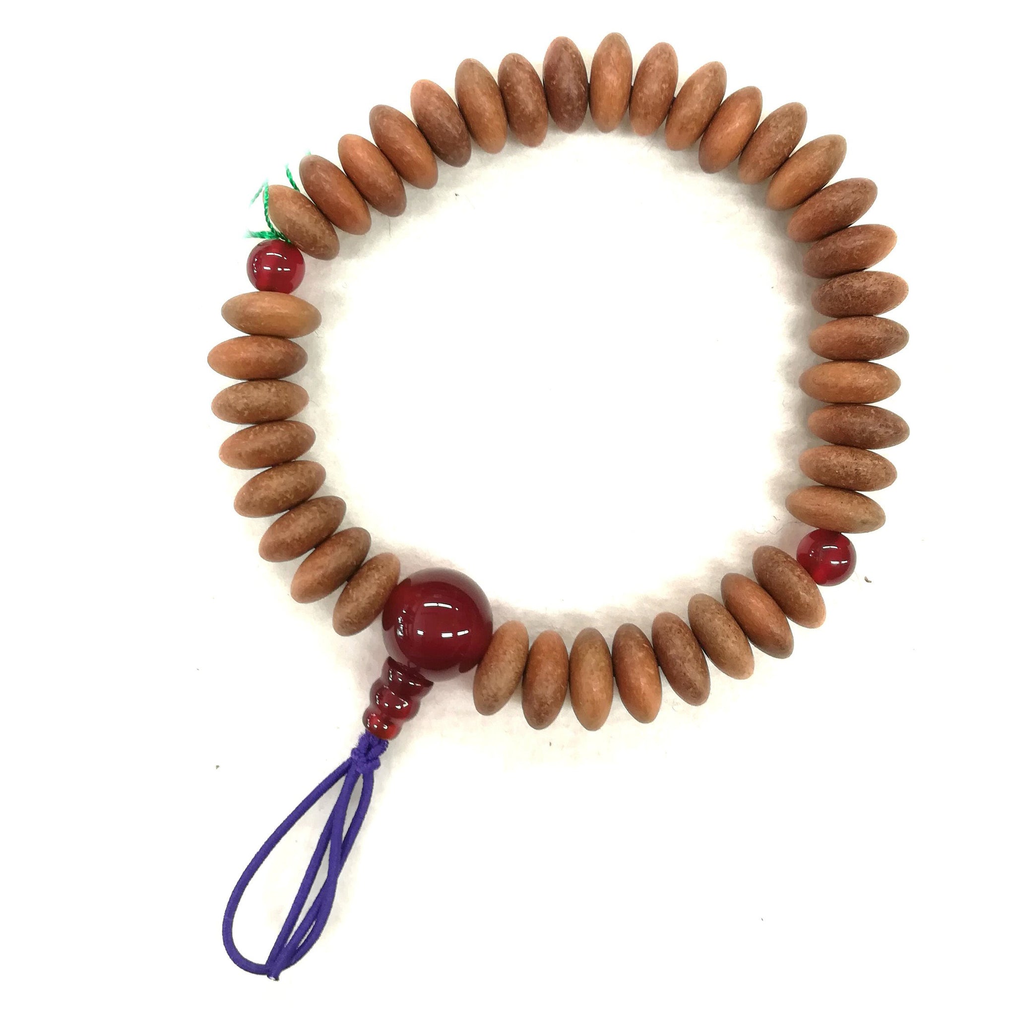 10mm Indian sandalwood Flat Beads & Red Agate Bracelet