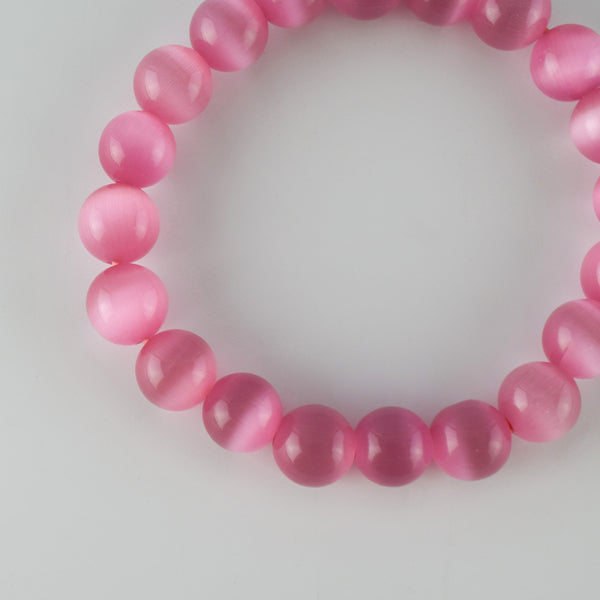 10mm Pink Cat's Eye Glass Bracelet