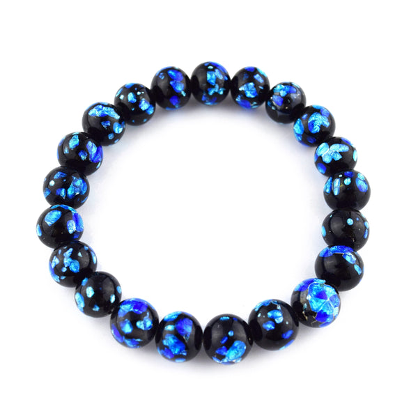 10mm Ryukyu Fluorite Glass Bracelet Blue
