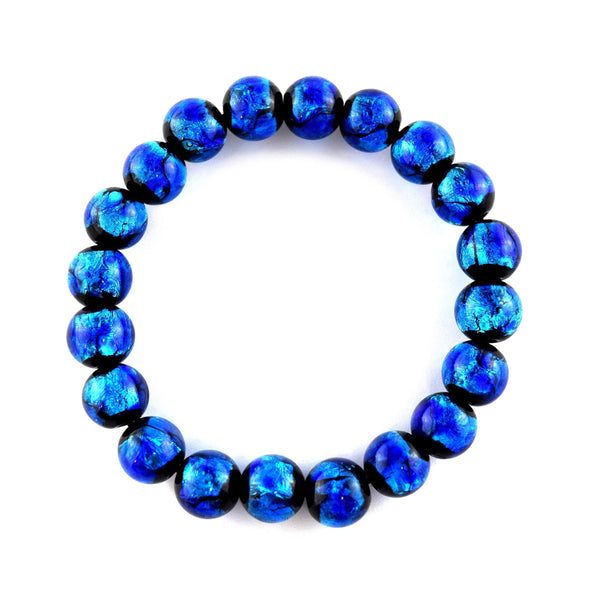 10mm Ryukyu Fluorite Glass Bracelet Blue fluorite