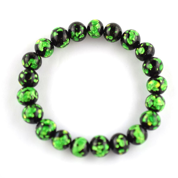 10mm Ryukyu Fluorite Glass Bracelet Green