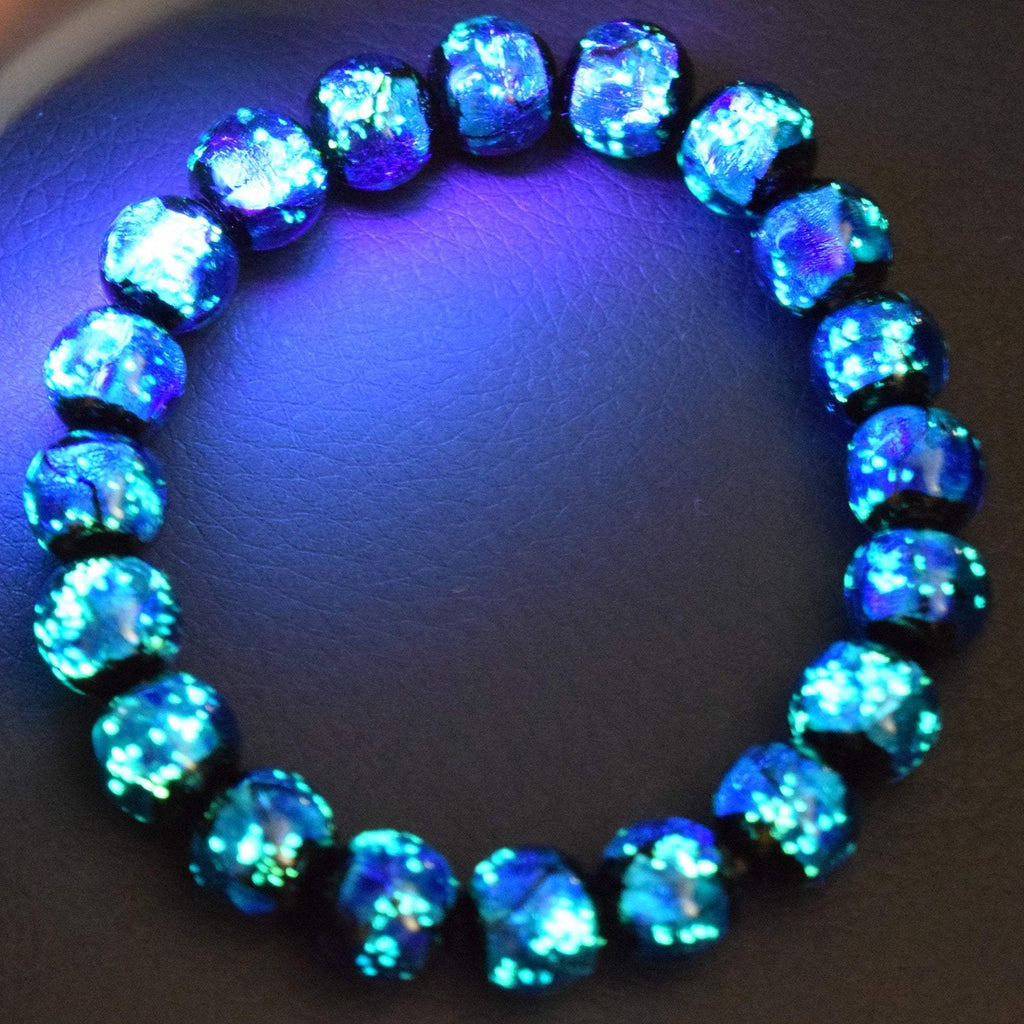 Japan Okinawa Firefly glass blue beads iriomote blue 14mm 40cm Dark  Dragonfly
