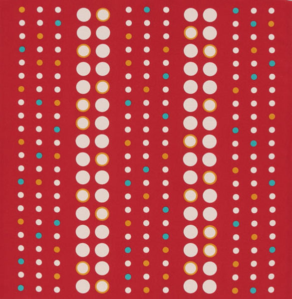 68cm Polyester Furoshiki - Polka dots Stripe Red